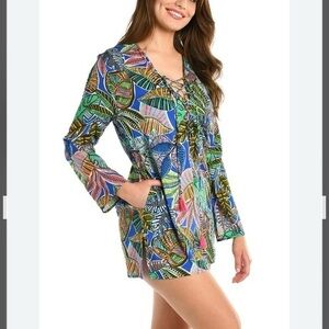 La Blanca Resort wear Tunic Cover-Up / mini dress in Multi Size M